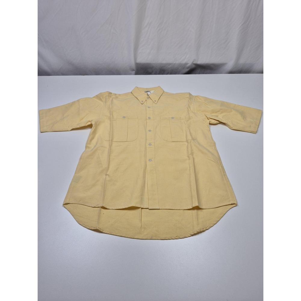 VTG Le Tigre Shirt Men's S Yellow Button-Down Short Sleeve Cotton Pockets NWOT